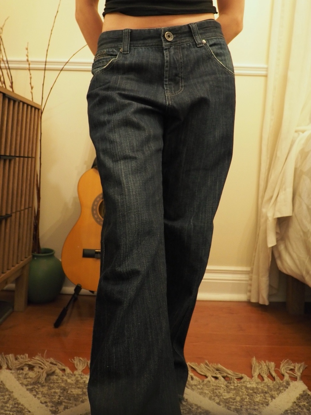 Vintage Dark Blue Straight-Leg Jeans